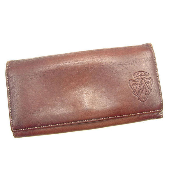 Gucci brown long leather Wallet crest - Picture 1 of 6